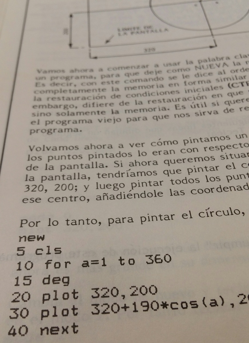 Vista parcial de una página de un manual de BASIC del Amstrad CPC-464