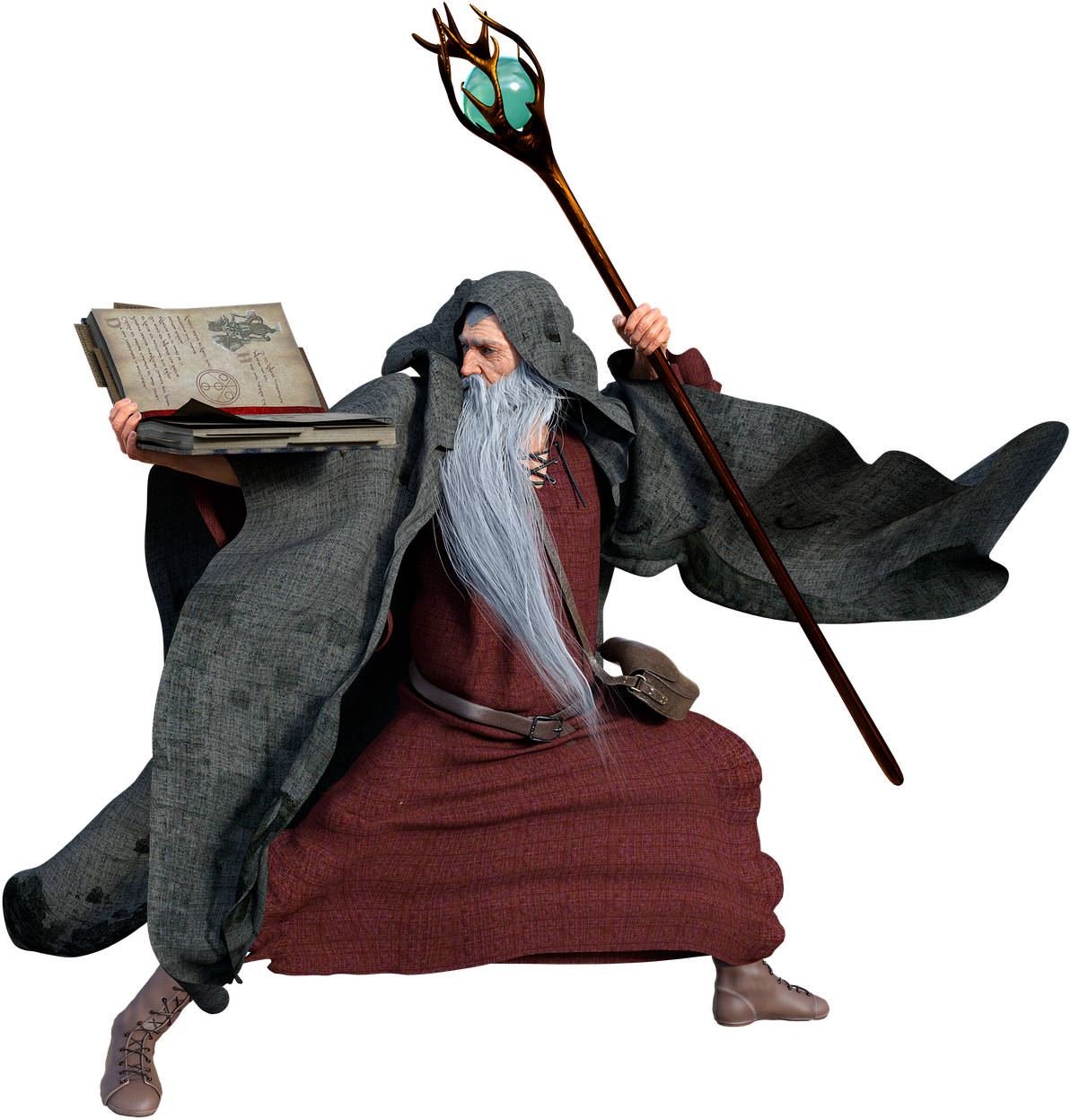 Ilustración de un mago preparándose para soltar un hechizo